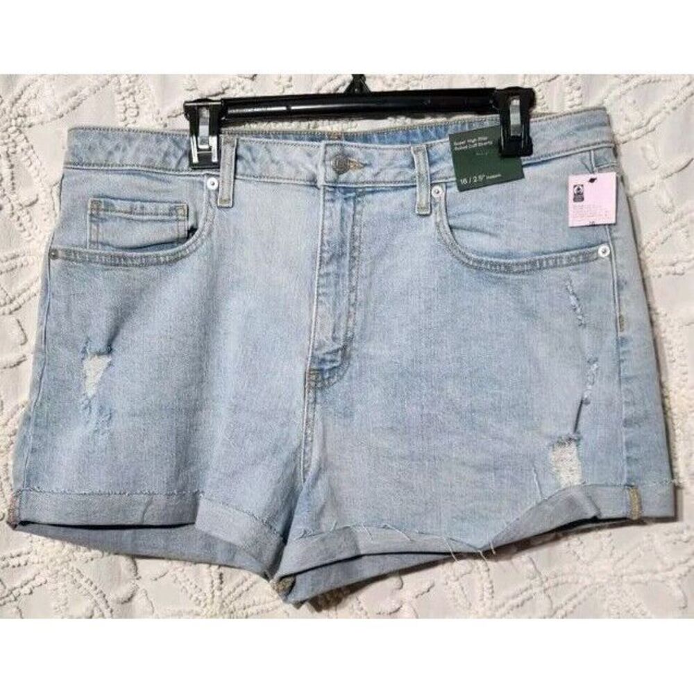 Wild Fable Shorts Womens 16 High Rise Denim Rolled‎ Cuff Distressed Jeans Target